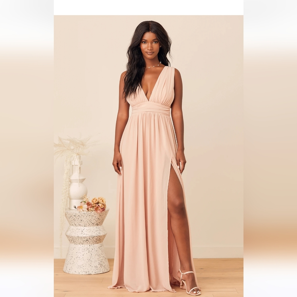Lulus: Heavenly Hues Blush Maxi Dress, SZ: M